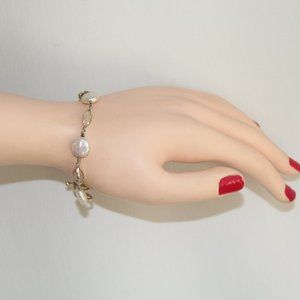 Sterling Silver Coin Pearl Bracelet